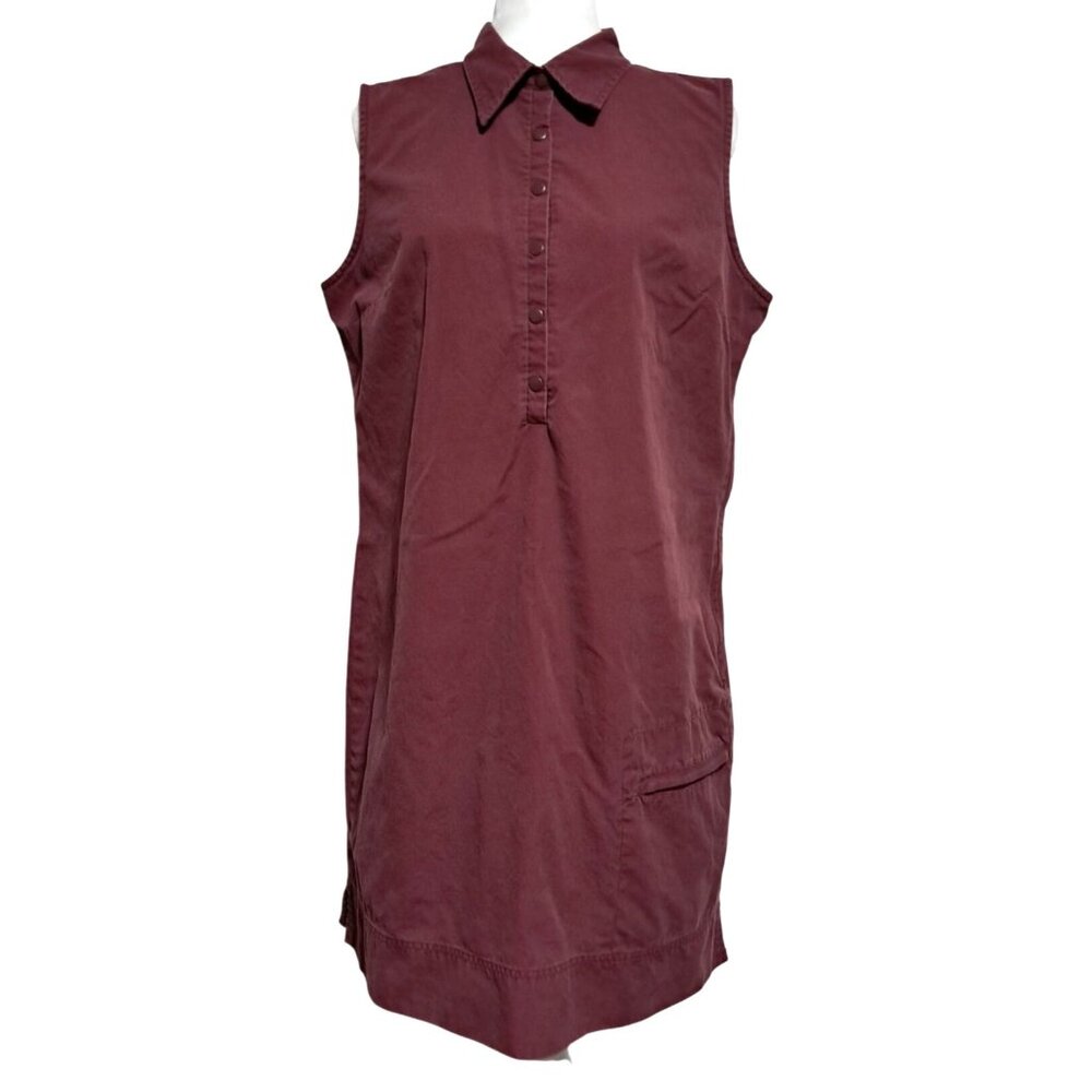 Vintage Eddie Bauer Modest Maroon Shirtdress Sz 16 Cottage Prairie‎ Jumper